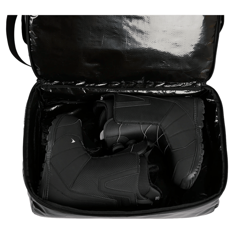 Inside view of the Burton Gig 70L Duffle Bag in True Black colourway, unisex's model