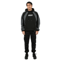 Full-body view of the St. Goliath Annex Hoodie in Black colourway, men's model