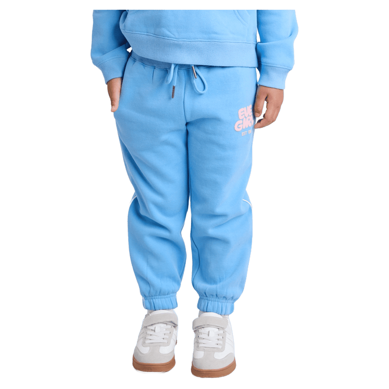 Front view of the Eve Girl Sport Club Track Pant in Blue colourway, toddler's model