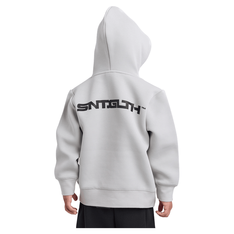 Back view of the St Goliath Freestyle Hoodie in Grey colourway, toddler's model