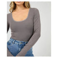 Washed Rib Scoop Neck L/S Tee - Womens