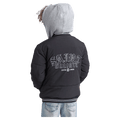 Back view of the St Goliath Global Bomber Jacket in Black colourway, kids's model