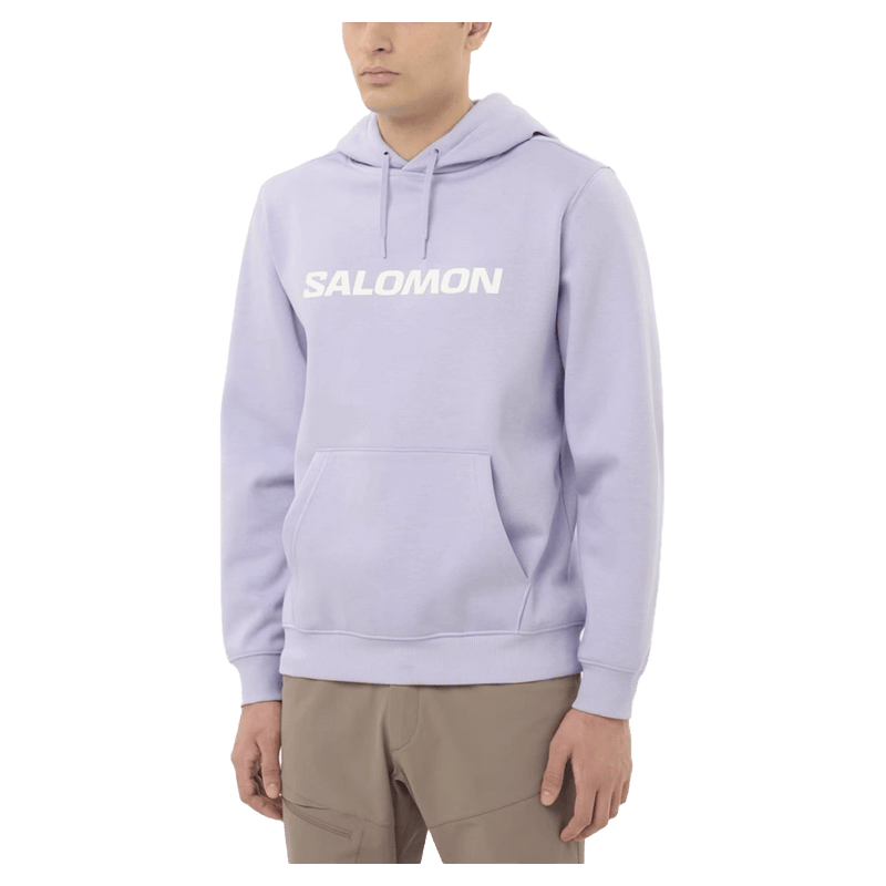 Main view of the Salomon 2026 Logo Hoodie in Cosmic Sky colourway, unisex's model.