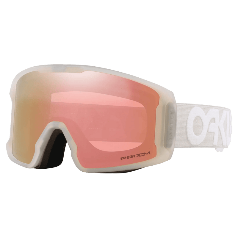Main view of the Oakley Line Miner XM Goggles in Cool Grey, Prizm Rose Gold lens, unisex model