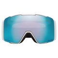 Front view of the Oakley Line Miner Pro XM Goggles in Matte White, Prizm Sapphire and Iced lens, unisex model