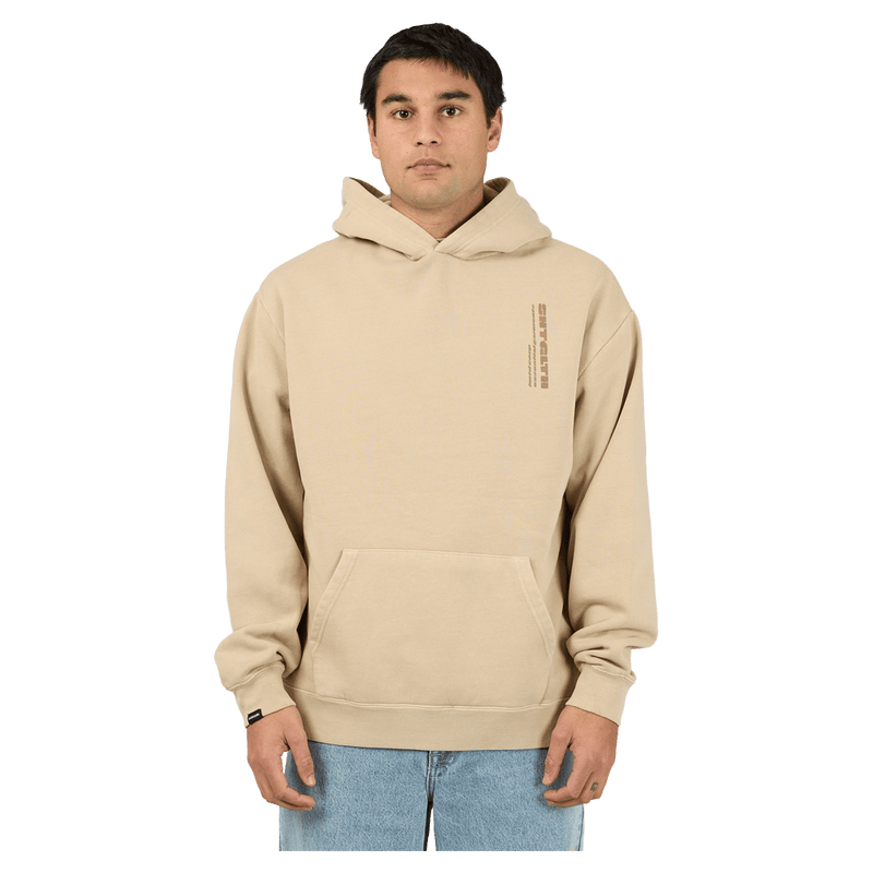 Main view of the St Goliath Compressor Hoodie in Sand colourway, men's model