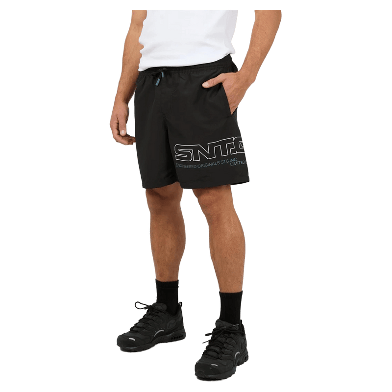 Front view of the St Goliath Hyperlink Shorts in Black colourway, men's model