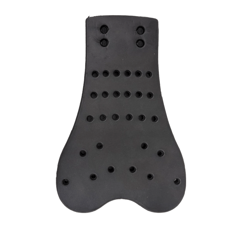 Front view of the Endeavor Bum Protector Pads, featuring a foam pad in a heart-like shape with ventilation holes.