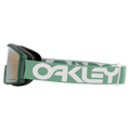 Side view of the Oakley Line Miner XM Goggles in Jade, Prizm Sage Gold lens, unisex model