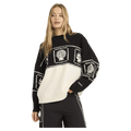 Front view of women wearing the Billabong Sea Side Dreamer Sweater - Womens in Black Sand