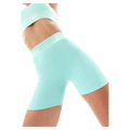 Front view of the PE NATION Backcheck Bike Short Aqua Bottoms, 26/27 Womens's model