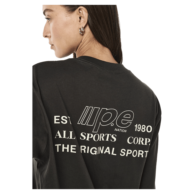 Back Close view of the PE NATION Glide Longsleeve Top Caviar Tops, 26/27 Womens's model