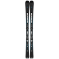 Top view of the Atomic 2027 Redster Q9 Revoshock S Ski with I12 GW Binding, featuring a black topsheet with speckled blue detail through the midsection, blue logo at the tips, black and white bindings, and silvery-white branding
