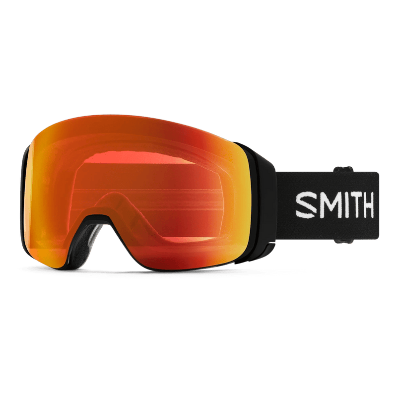 Main view of the Smith 4D MAG Goggles in Black, Everyday Red Mirror lens, unisex model