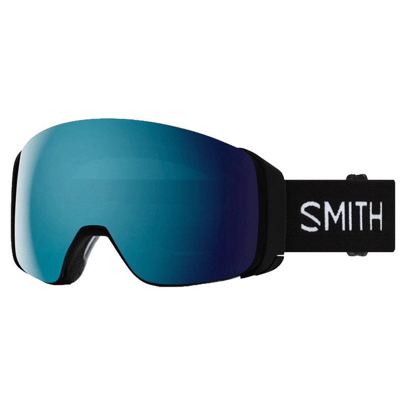 Main view of the Smith 4D MAG Goggles in Black, Sun Blue Mirror lens, unisex model