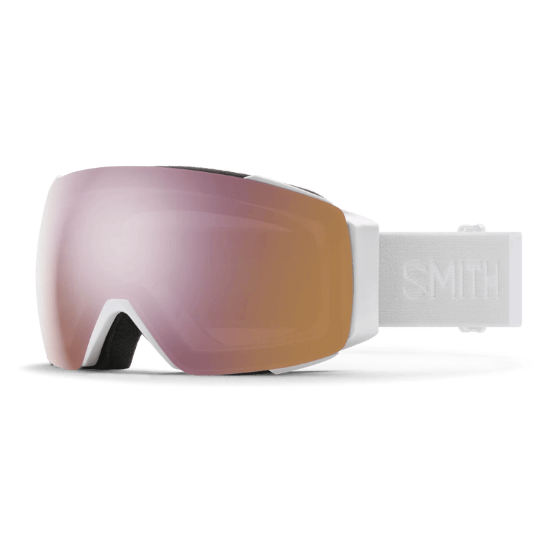 Main view of the Smith I/O Mag Goggles in White Vapor, Everyday Rose Gold Mirror lens, unisex model