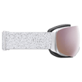 Side view of the Smith IO Mag S Goggles in White Chunky Knit, ChromaPop Everyday Rose Gold Mirror lens, unisex model