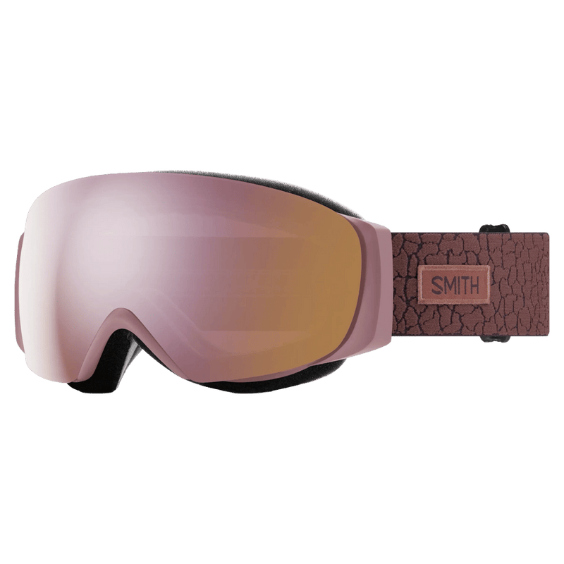Main view of the Smith IO Mag S Goggles in Dusk Crackle, ChromaPop Everyday Rose Gold Mirror lens, unisex model