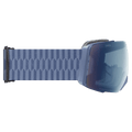 Side view of the Smith I/O Mag XL Low Bridge Goggles in Granite Blue, ChromaPop Everyday Blue Mirror lens, unisex model