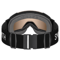 Back view of the Smith I/O Mag XL Low Bridge Goggles in Black, ChromaPop Pro Photochromic Gold Mirror lens, unisex model