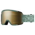 Main view of the Smith Squad Low Bridge Goggles in Cactus Zine, ChromaPop Sun Black Gold Mirror lens, unisex model