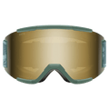 Front view of the Smith Squad Low Bridge Goggles in Cactus Zine, ChromaPop Sun Black Gold Mirror lens, unisex model