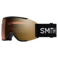 Main view of the Smith Squad Mag Low Bridge Goggles in Black, ChromaPop Pro Photochromic Gold Mirror lens, unisex model