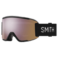 Main view of the Smith Squad S Goggles in Black, ChromaPop Everyday Rose Gold Mirror lens, unisex model