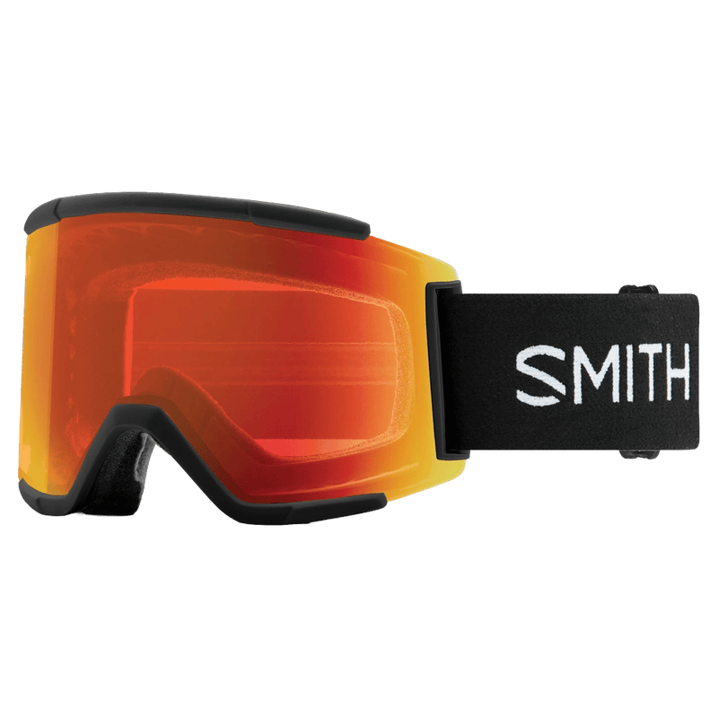 Main view of the Smith Squad XL Goggles in Black, ChromaPop Everyday Red Mirror lens, unisex model