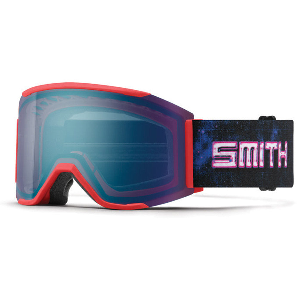 Smith Squad Mag snow goggles in Wild Child Chrome Dome colorway with ChromaPop Everyday Blue Mirror lens and magnetic lens change system