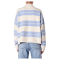 Back view of women in the Sofia Stripe Polo in colour Soft Blue
