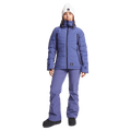 Front view of women wearing theRojo Softshell High Rise Ski Pants - Womens in colour Skipper Blue