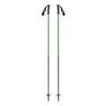 Black Crows Stans ski poles with green and black geometric patterned upper shafts, black lower shafts, and black grips.