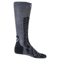 Dark grey knee-high heated sock with textured patterns and two black Therm-ic S-Pack 1400 battery packs.