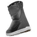 Black Thirtytwo Lashed Double BOA Snowboard Boots with white midsole and gum outsole, rear side profile view.