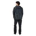 Thrasher THR X SF Thrash & Burn black camo anorak with white chest logo, half-zip, hood, and front pouch pocket.