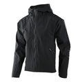 Black Troy Lee Designs Descent Bike Jacket in black with a hood and full-zip front, shown from a three-quarter angle.
