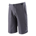 Charcoal Troy Lee Designs Drift MTB shorts with adjustable waist tabs, button fly, and small logo on the leg.