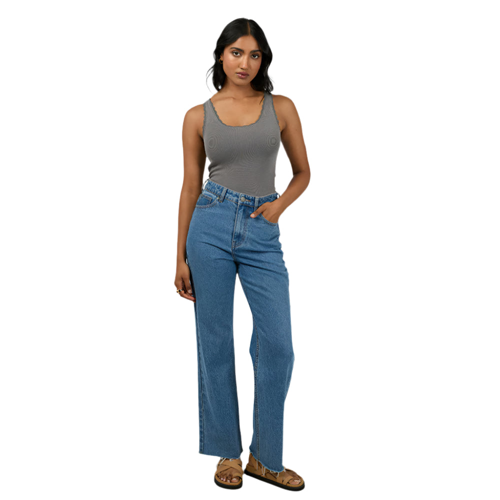 Washed Rib Lace Tank - Womens
