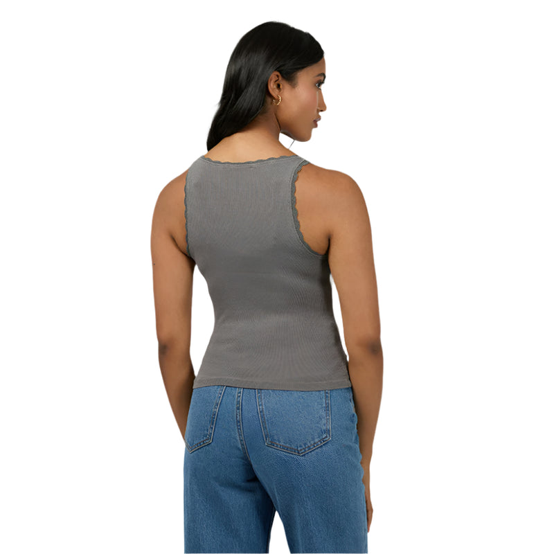 Washed Rib Lace Tank - Womens