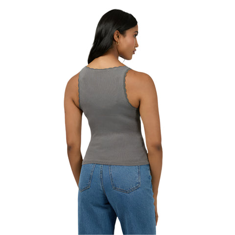 Washed Rib Lace Tank - Womens