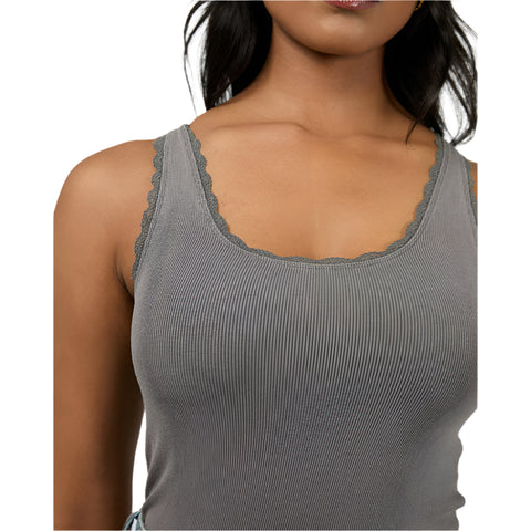 Washed Rib Lace Tank - Womens