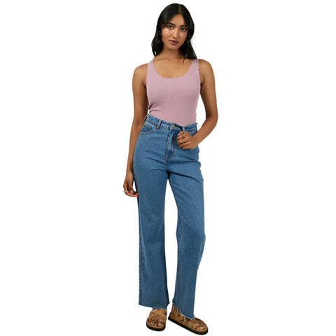 Washed Rib Lace Tank - Womens