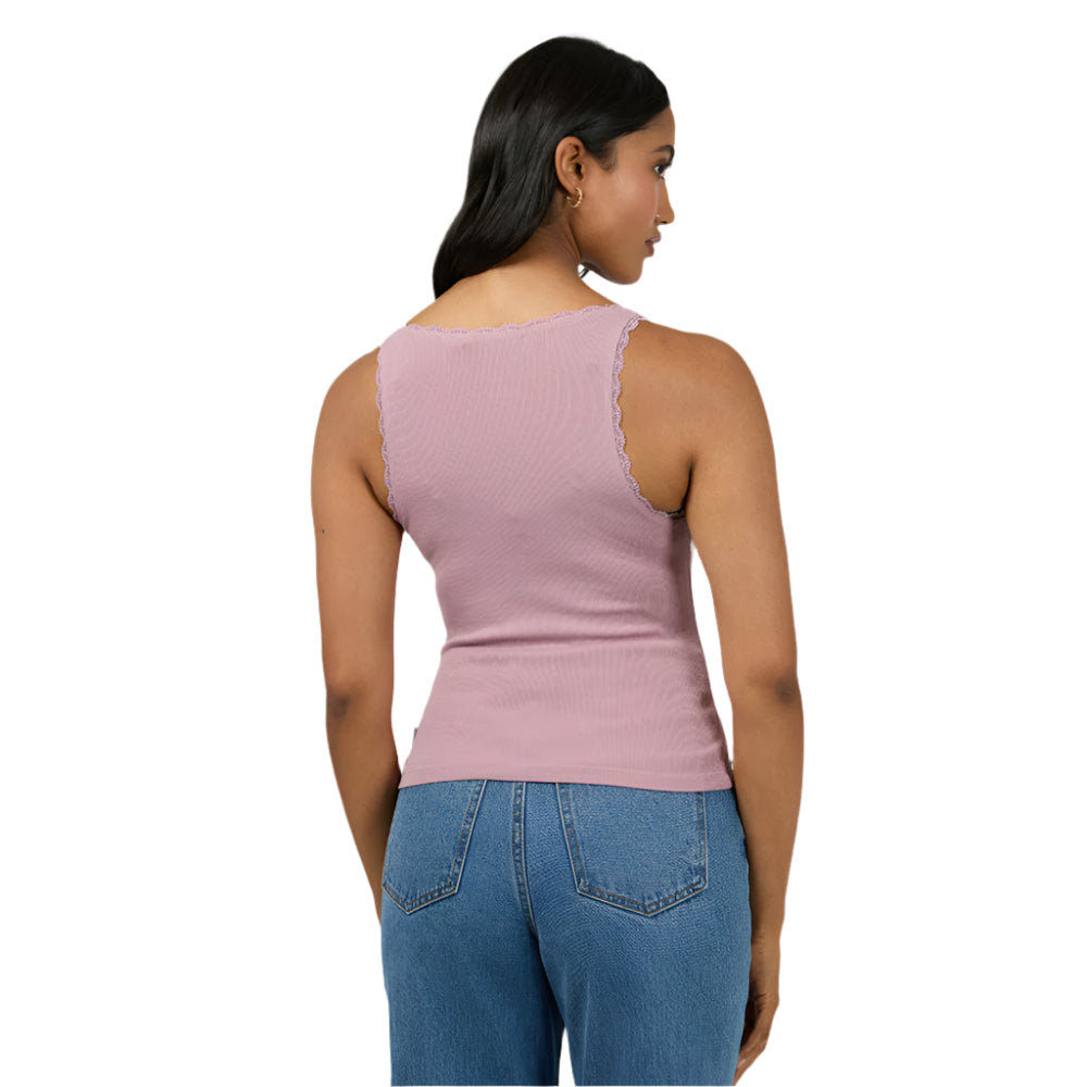Washed Rib Lace Tank - Womens