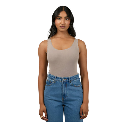 Washed Rib Lace Tank - Womens