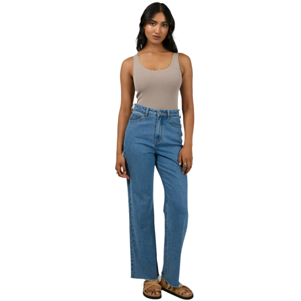 Washed Rib Lace Tank - Womens