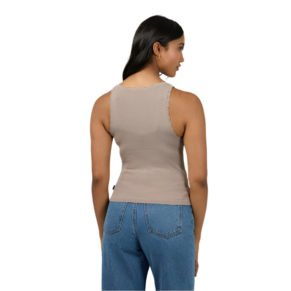 Washed Rib Lace Tank - Womens