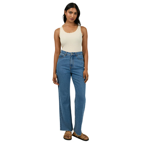 Washed Rib Lace Tank - Womens