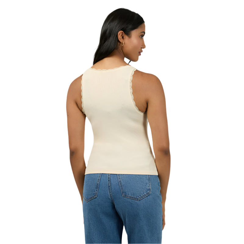 Washed Rib Lace Tank - Womens