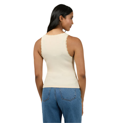 Washed Rib Lace Tank - Womens